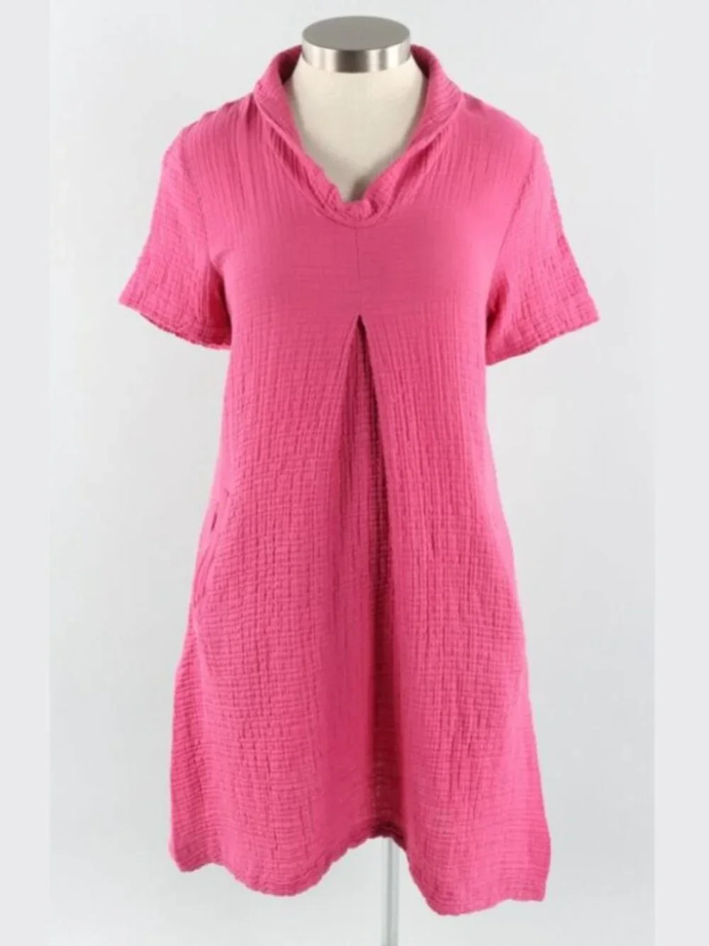 Kozan Harley gauzy cotton midi dress Raspberry Pink oversized lagenlook boho L - Picture 1 of 10